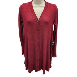 NWT lulus Comfort Burgundy Button-Front Sweater Dress knit mini coquette XS NEW